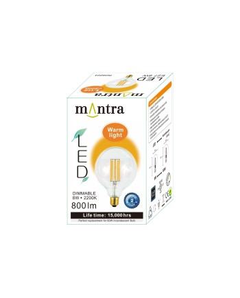 BOMBILLA LED VINTAGE G95 - E27 - 8W - 2200K - DIMABLE